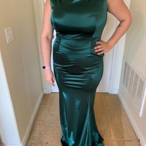 Green Satin Mermaid Gown